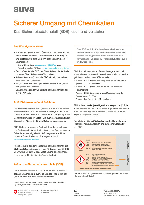 Sicherer Umgang mit Chemikalien