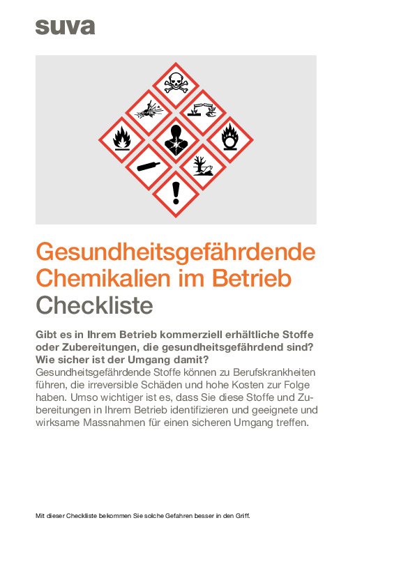 Gesundheitsgefährdende Chemikalien im Betrieb