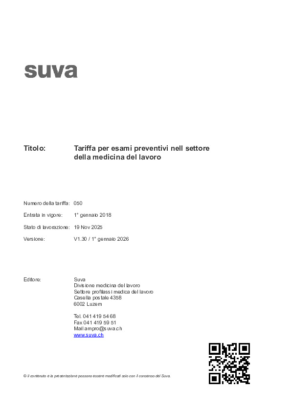 Esami di prevenzione - Tariffa 050