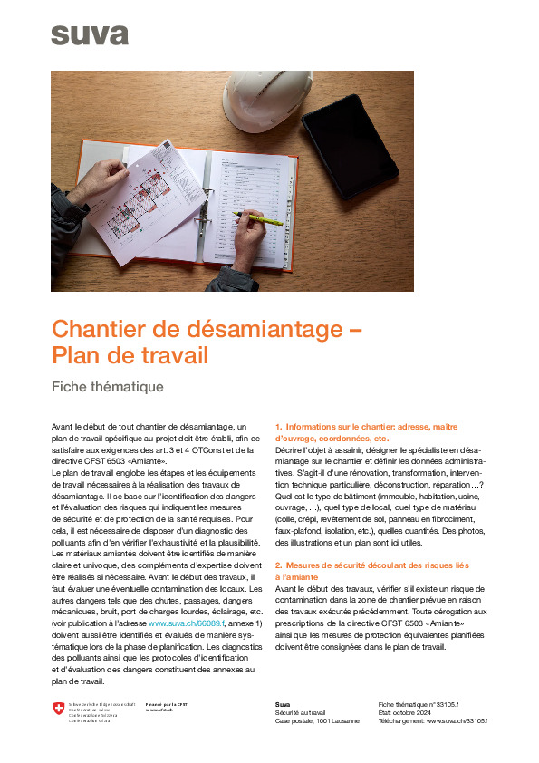 Désamiantage - Plan de travail pour les entreprises de désamiantage