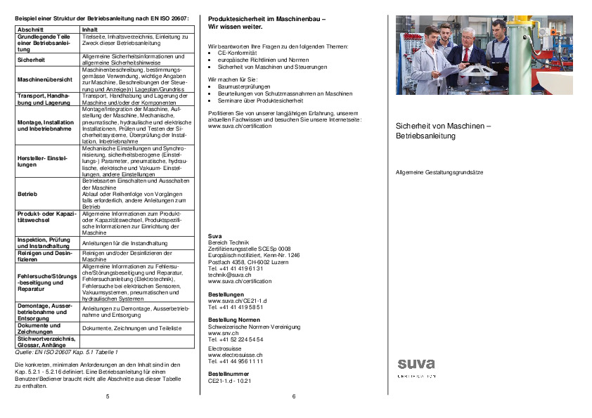 Gestaltung einer Betriebsanleitung für Maschinen