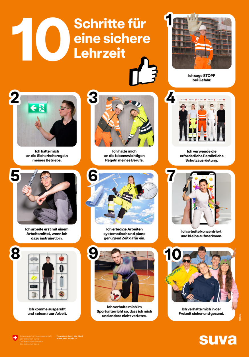 Plakat: 10 Schritte für eine sichere Lehrzeit