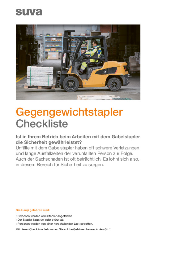 Checkliste: Sicherer Umgang mit Gegengewichtstaplern