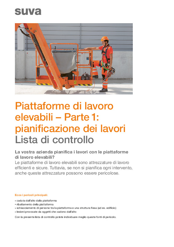 Piattaforme di lavoro elevabili Parte 1: pianificazione dei lavori