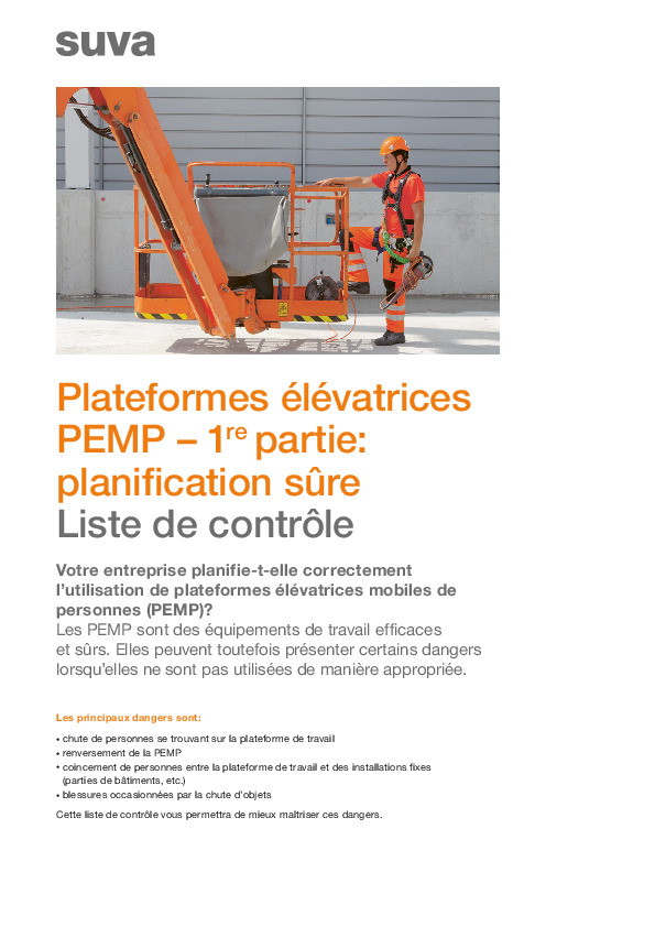 Plateformes élévatrices PEMP 1re partie: planification sûre